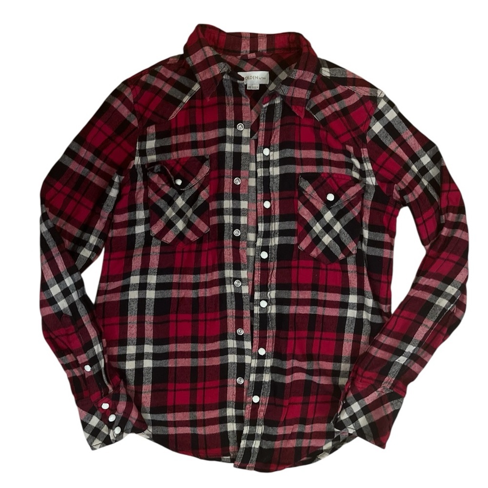 Golden by TNA Western Aritzia Classic Plaid Snap Button Up Flannel Top Boho